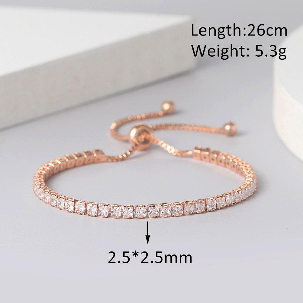NEW Adjustable Various Size Clear AAA+ Zircon Diamonds Geometric Tennis Bracelets For Women - The Jewellery Supermarket