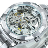 BEST GIFTS Luxury Mens Transparent Skeleton Mechanical Automatic Engraving Relogio Masculino Watch - The Jewellery Supermarket