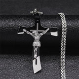 Gold Silver Color Stainless Steel Multilayer Big Long Cross Jesus Pendant Necklace for Women/Men Jewellery  - The Jewellery Supermarket