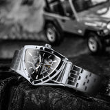 NEW - Luxury Men Gold Black Triangle Skeleton Automatic Mechanical Wristwatch Irregular Watch - The Jewellery Supermarket