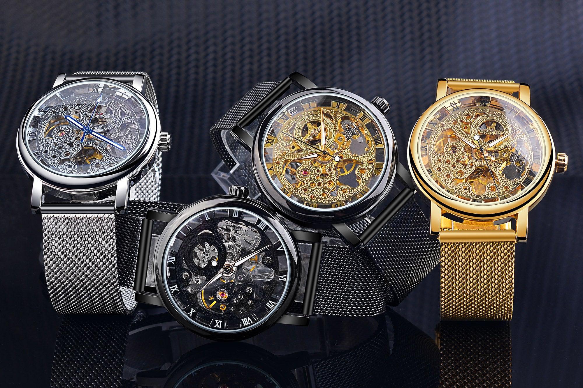 Top Brand Luxury Transparent Golden Case Luxury Casual Design Skeleton Watch - The Jewellery Supermarket