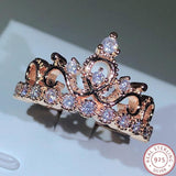 NEW Silver Birthstone Princess Jewelry Romantic Fashion AAAA Quality CZ Diamonds Crown Ring