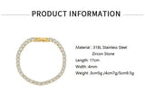 EXQUISITE Gold Plated Titanium Steel AAA+ Cubic Zirconia Simulated Diamonds Tennis Chain Bracelet for Women - The Jewellery Supermarket