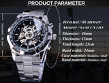 NEW - Luxury Mens Stainless Steel Skeleton Mechanical Waterproof Watch - The Jewellery Supermarket