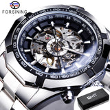 NEW - Luxury Mens Stainless Steel Skeleton Mechanical Waterproof Watch - The Jewellery Supermarket