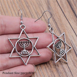 NEW Star Of David Candlestick Menorah Dangle Hanukkah Religious Earrings for Women - The Jewellery Supermarket