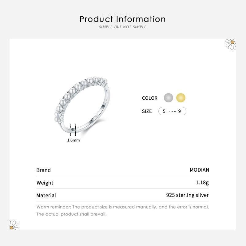 Women 925 Silver Gold Plated Round Elegant Small Pearl Rings - The Jewellery Supermarket