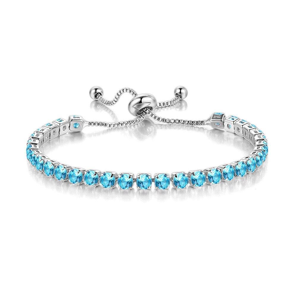 CHARMING Adjustable Colorful Birthstone AAA CZ Crystals MUlticolour Tennis Bracelets for Women - The Jewellery Supermarket