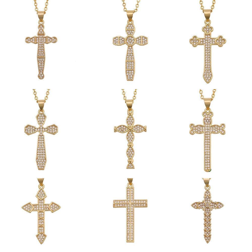 Attractive Christian Cross Shiny Pave AAA Zircon Crytals Necklaces - Religious Jewellery Gifts - The Jewellery Supermarket