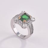 NEW - Luxury AAA+ Cubic Zirconia Green Color Princess Designer Ring - The Jewellery Supermarket