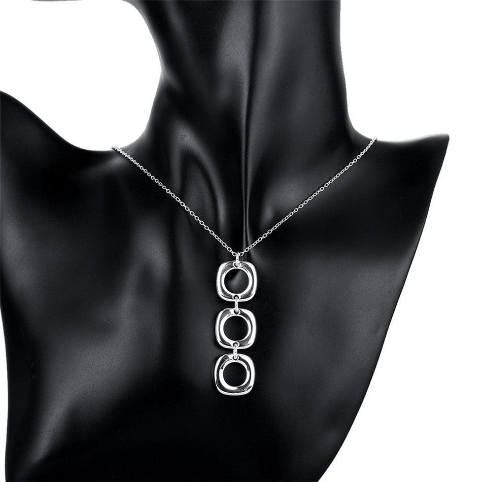 NEW ARRIVAL - Silver Round Square Necklace Earring Set For Woman - Fashion Charming Jewellery - The Jewellery Supermarket