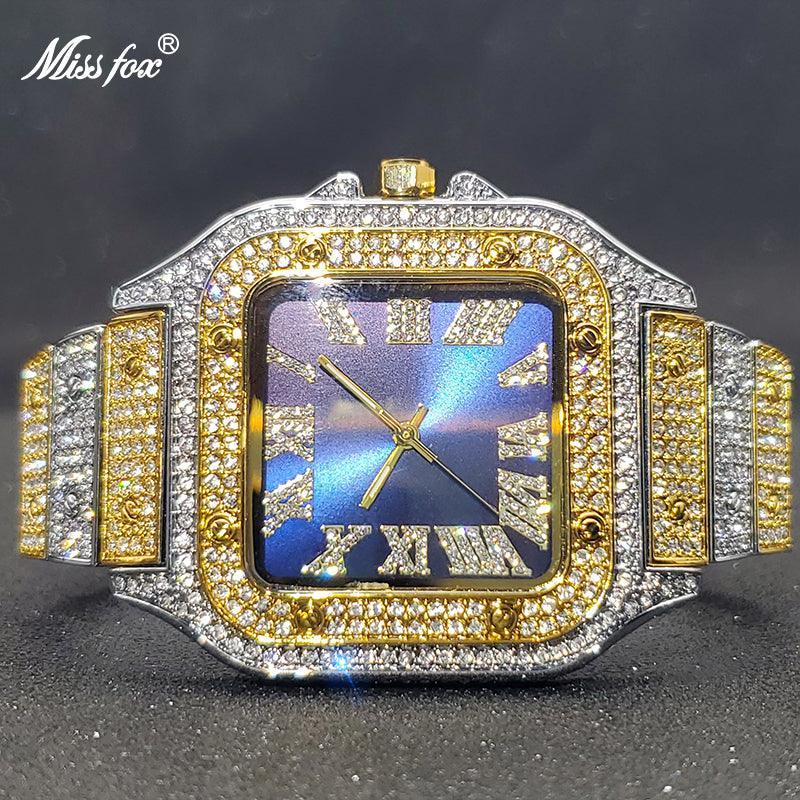 Luxury Couple Ice Gray Square Diamond Limited Edition Watches - The Jewellery Supermarket