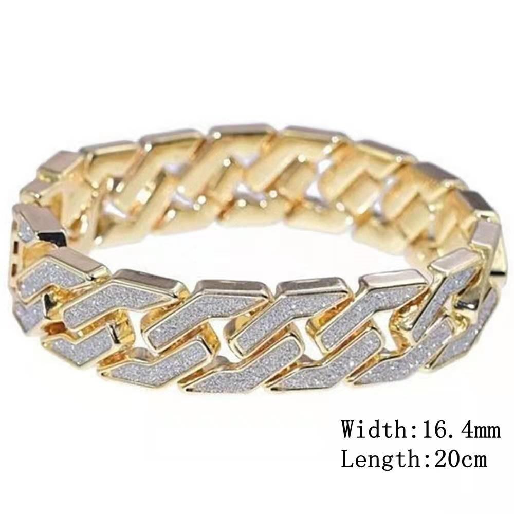 NEW Luxury Top Brand  2pcs Gold Colour Cuban Chain Male Bling Iced Out Wristwatch Bracelet for Men - The Jewellery Supermarket