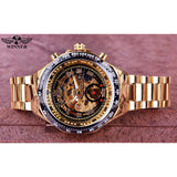 NEW - Luxury Mens Golden Mechanical Automatic Skeleton Watch - The Jewellery Supermarket