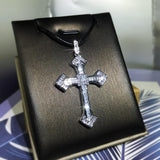 Classic Cross Micro-Inlaid Silver Colour Cross Fine White AAA+ Cubic Zirconia Diamonds Pendant Necklace - The Jewellery Supermarket