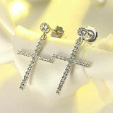 Stylish Drop Earrings with Cross Design Dazzling Tiny AAA Zirconia Crystals Luxury Exquisite Female Jewellery - The Jewellery Supermarket