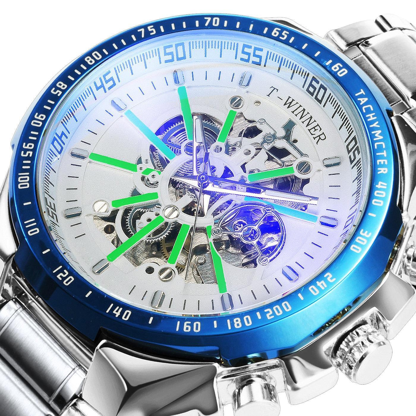 NEW - Luxury Men Gold Skeleton Luminous Military Automatic Mechanical Waterproof Watch - The Jewellery Supermarket