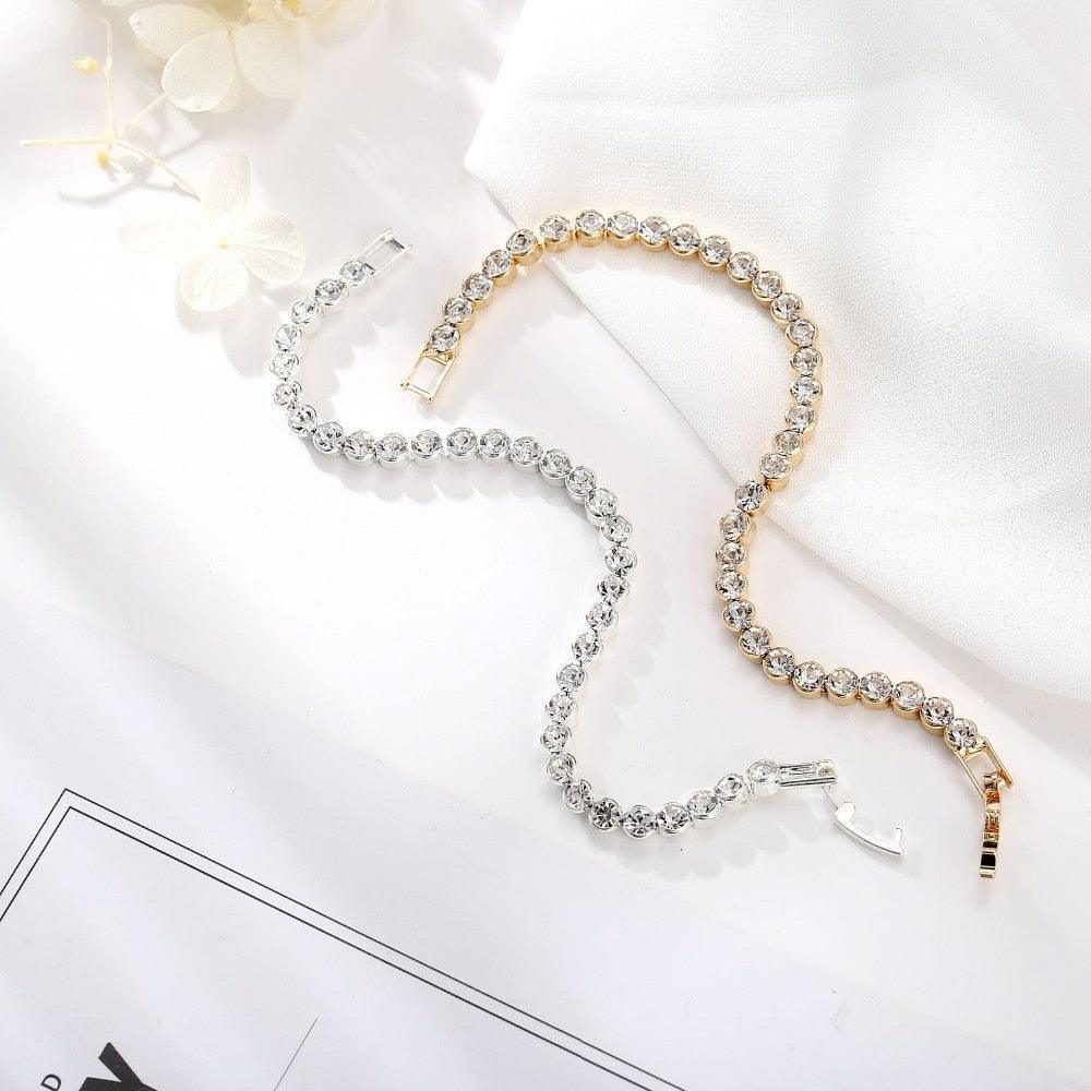 LOWEST PRICE - Luxury High Quality AAA Cubic Zirconia Crystals Tennis Bracelets For Women - Gold Silver Color Bracelets - The Jewellery Supermarket