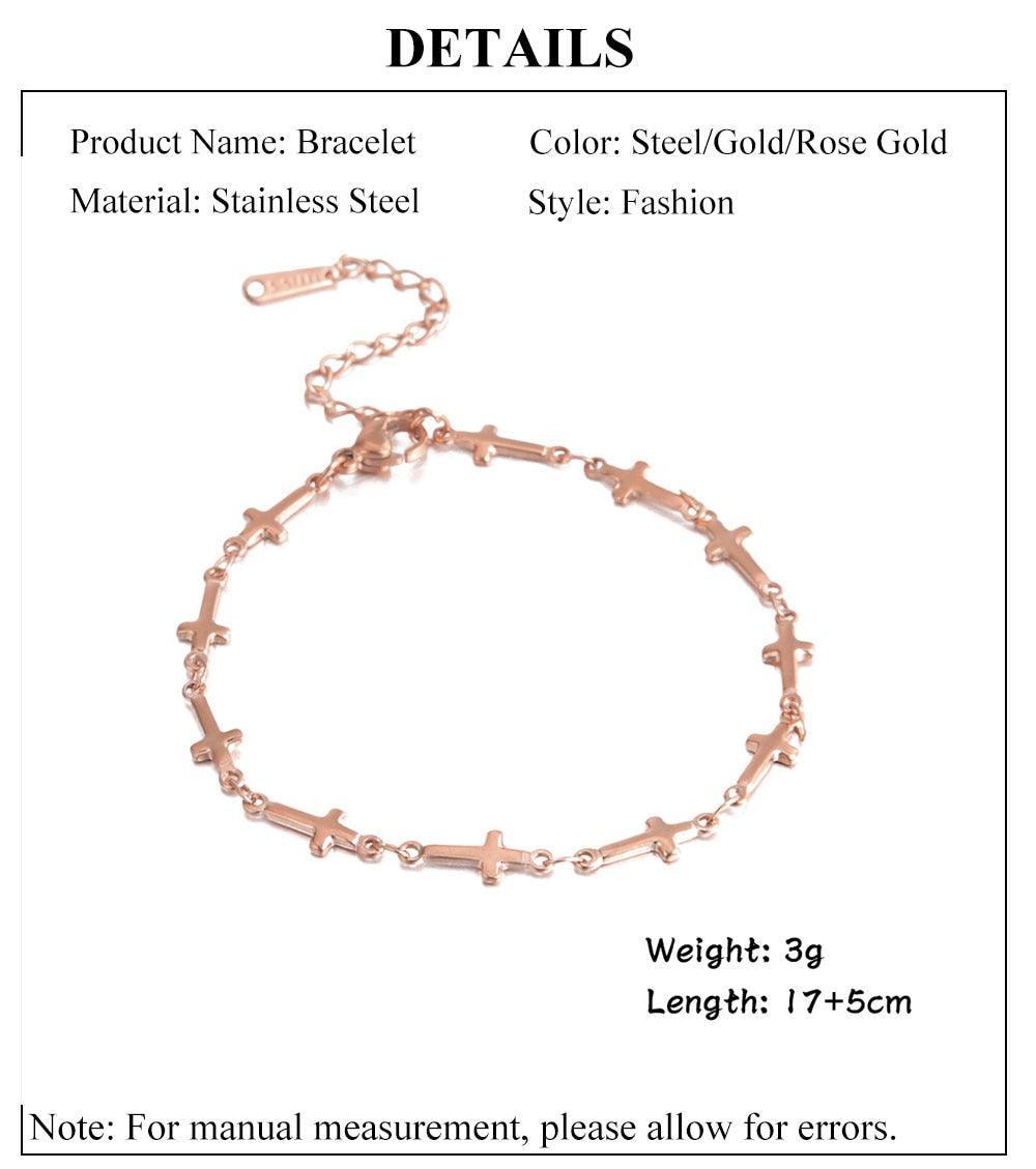 Popular Gold Color Cross Stainless Steel Jesus Christian Chain Bracelets for Women - Religious Jewellery - The Jewellery Supermarket