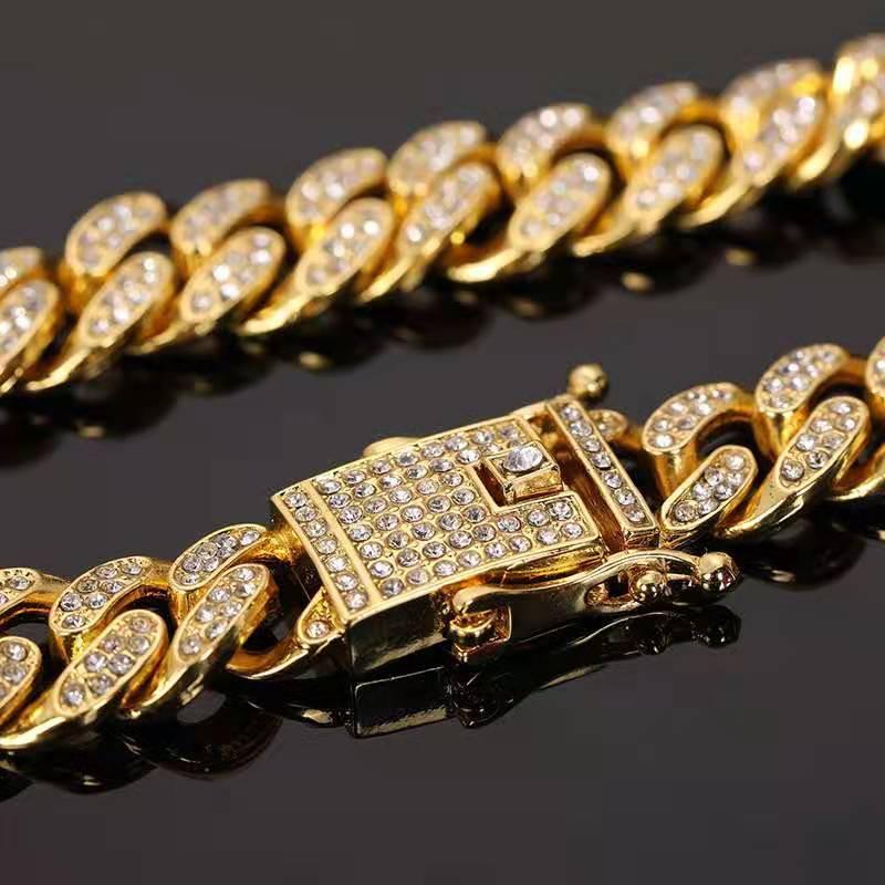 Attractive Full Iced Out Quartz Hip Hop Gold Colour Simulated Diamonds Bracelet + Watches Set for Men - The Jewellery Supermarket