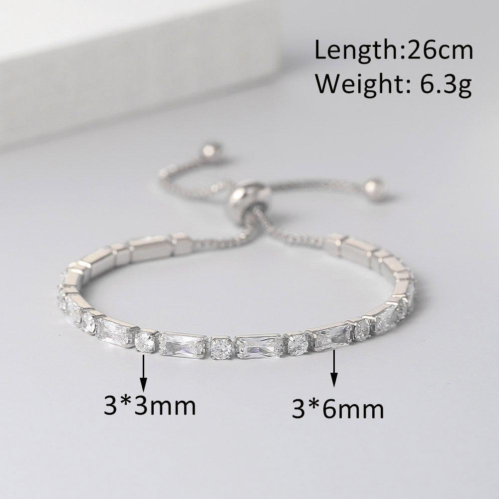 NEW Adjustable Various Size Clear AAA+ Zircon Diamonds Geometric Tennis Bracelets For Women - The Jewellery Supermarket