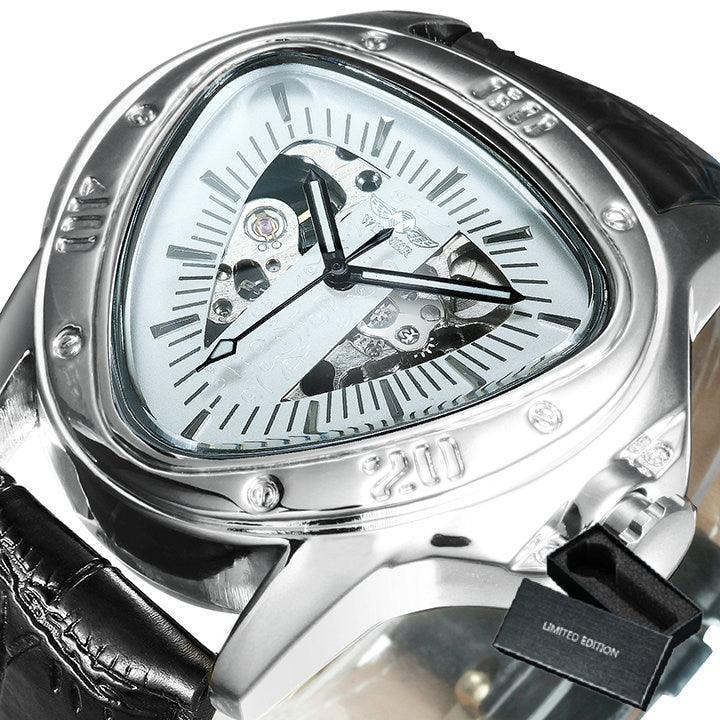 NEW - Men Golden Triangle Skeleton Mechanical Automatic Sport Watch - The Jewellery Supermarket