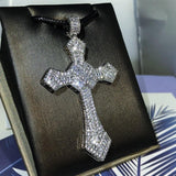 925 Silver Classic Cross Micro-Inlaid AAA+ Zircon Sweater Chain Pendant Necklace - Religious Jewellery - The Jewellery Supermarket