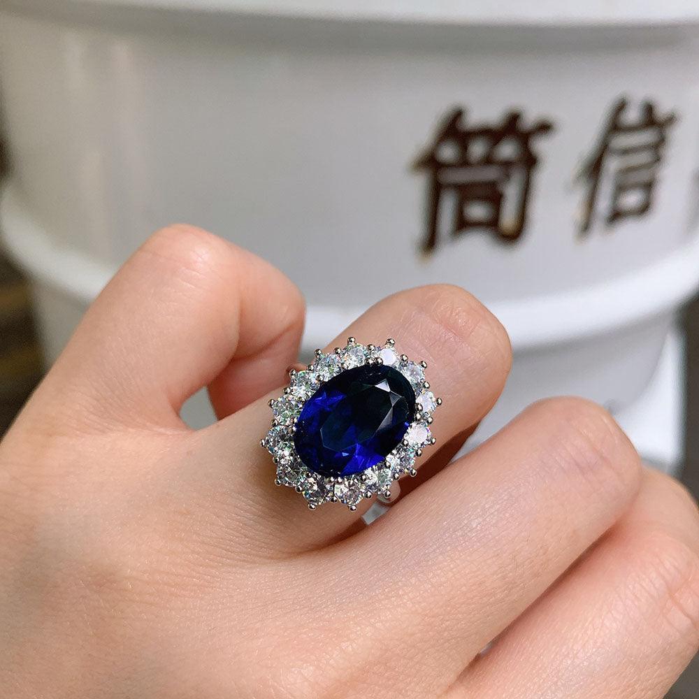 NEW ARRIVALS - Charming Lab Tanzanite Sapphire Gemstone Lab Diamond Fine Jewelry Sets - The Jewellery Supermarket