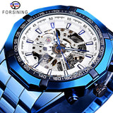 NEW - Luxury Mens Stainless Steel Skeleton Mechanical Waterproof Watch - The Jewellery Supermarket
