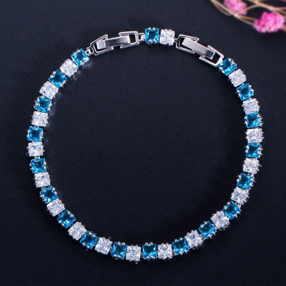 Fashion Tennis Style White Gold Color AAA+ Cubic Zirconia Simulated Diamonds With Red Blue Black Green Bracelets - The Jewellery Supermarket