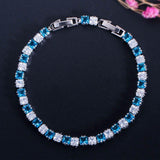 Fashion Tennis Style White Gold Color AAA+ Cubic Zirconia Simulated Diamonds With Red Blue Black Green Bracelets