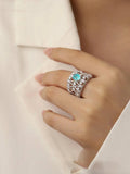 Brilliant Supernatural Luxury AAA+ Zirconia Geometric Aquamarine Fashion Ring - The Jewellery Supermarket