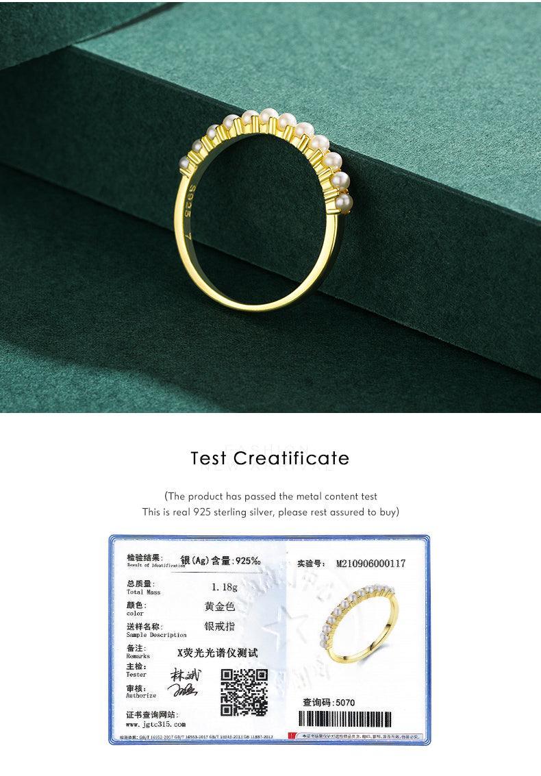 Charming 925 Silver Gold Round Elegant Small Pearl Rings For Anniversary - The Jewellery Supermarket