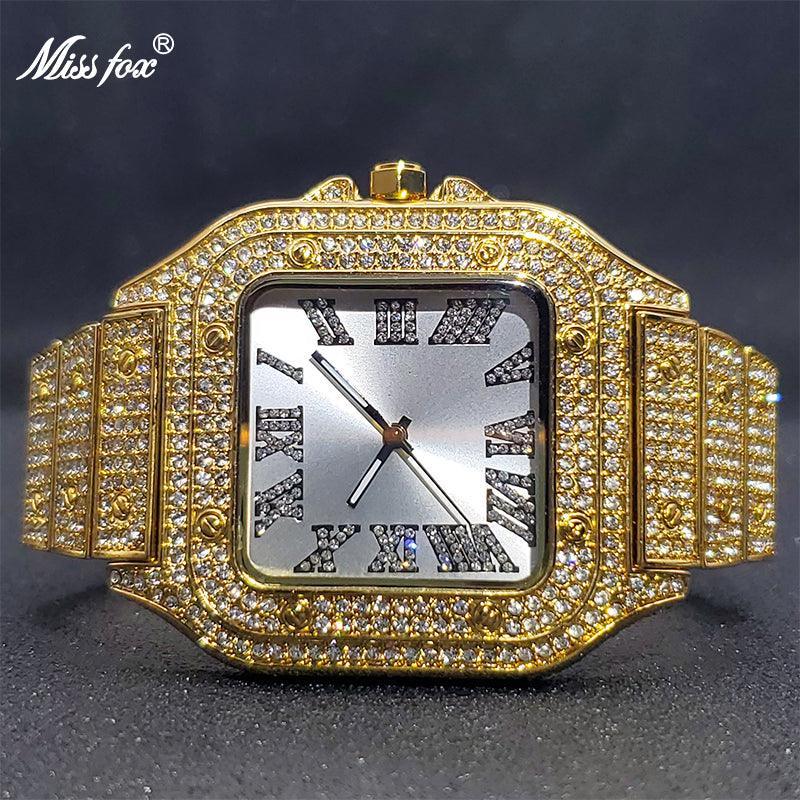 Luxury Couple Ice Gray Square Diamond Limited Edition Watches - The Jewellery Supermarket