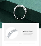 Charming 925 Silver Gold Round Elegant Small Pearl Rings For Anniversary - The Jewellery Supermarket