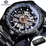 NEW - Luxury Mens Stainless Steel Skeleton Mechanical Waterproof Watch - The Jewellery Supermarket