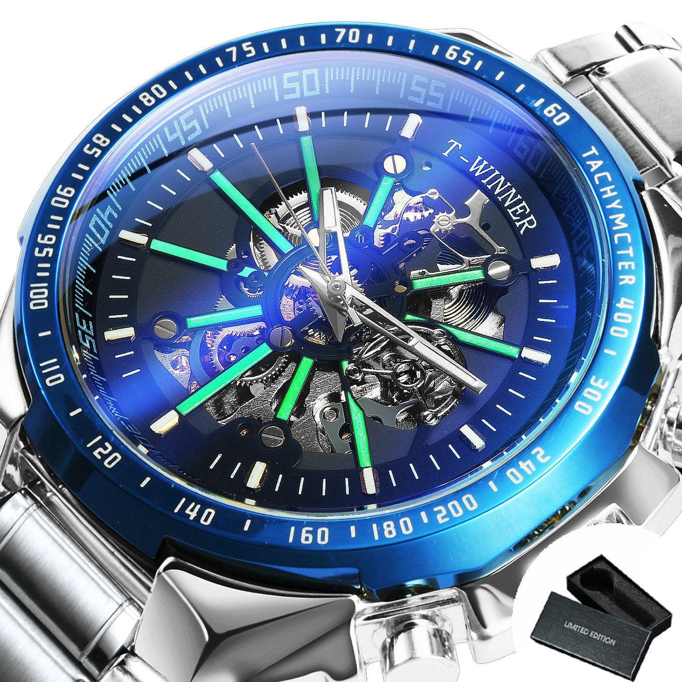 NEW - Luxury Men Gold Skeleton Luminous Military Automatic Mechanical Waterproof Watch - The Jewellery Supermarket