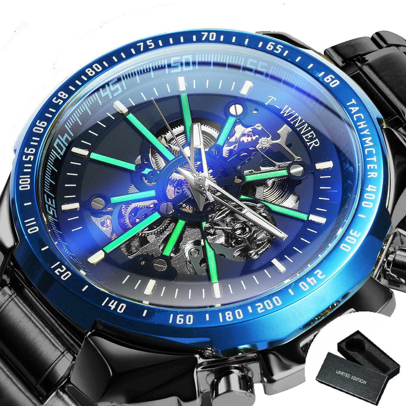 NEW - Luxury Men Gold Skeleton Luminous Military Automatic Mechanical Waterproof Watch - The Jewellery Supermarket