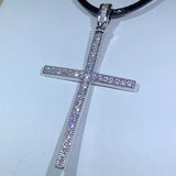 NEW White AAA+ Cubic Zirconia Diamonds Glittering Cross 925 Sterling Silver Cross Necklace Pendant - The Jewellery Supermarket