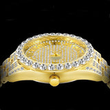 Attractive Full Iced Out Quartz Hip Hop Gold Colour Simulated Diamonds Bracelet + Watches Set for Men - The Jewellery Supermarket