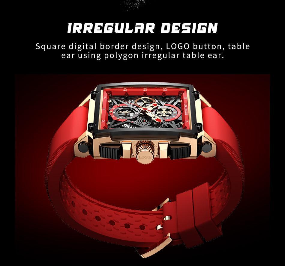 Top Brand Square Digital Sports Quartz Waterproof Stopwatch Luxury Mens Watches - The Jewellery Supermarket