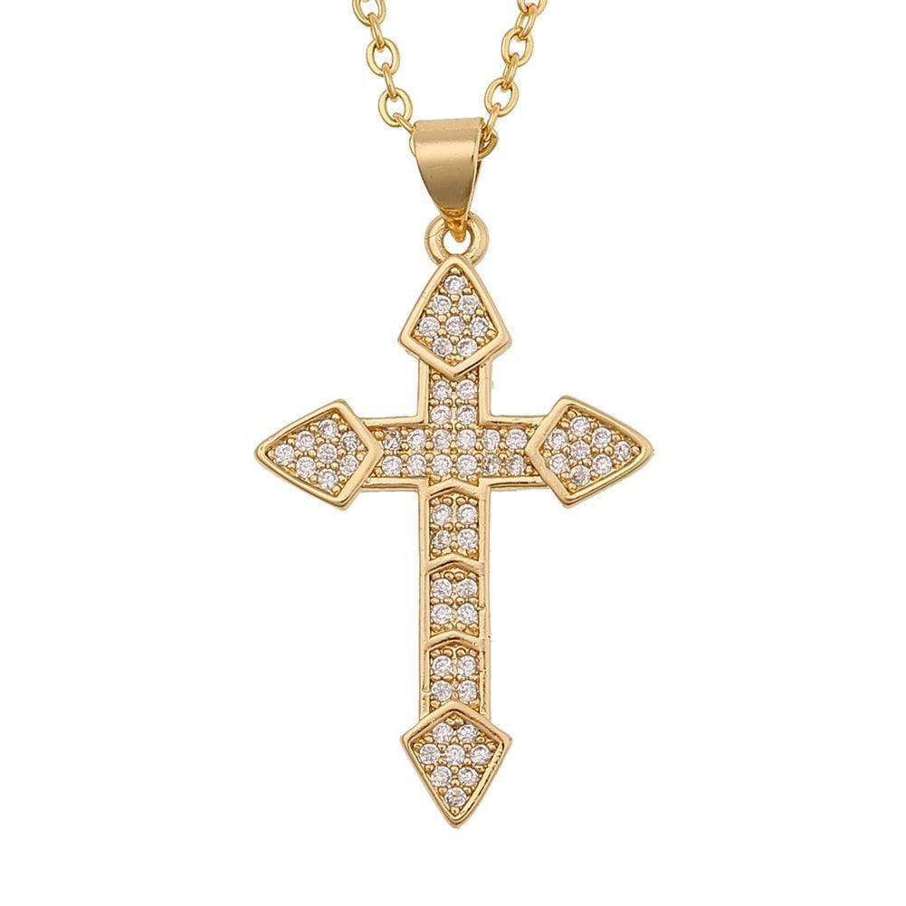 Attractive Christian Cross Shiny Pave AAA Zircon Crytals Necklaces - Religious Jewellery Gifts - The Jewellery Supermarket