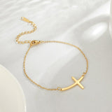 Best Seller - Christian Simple Chain Stainless Steel Cross Charm Bracelets Bangles - Religious Jewellery - The Jewellery Supermarket