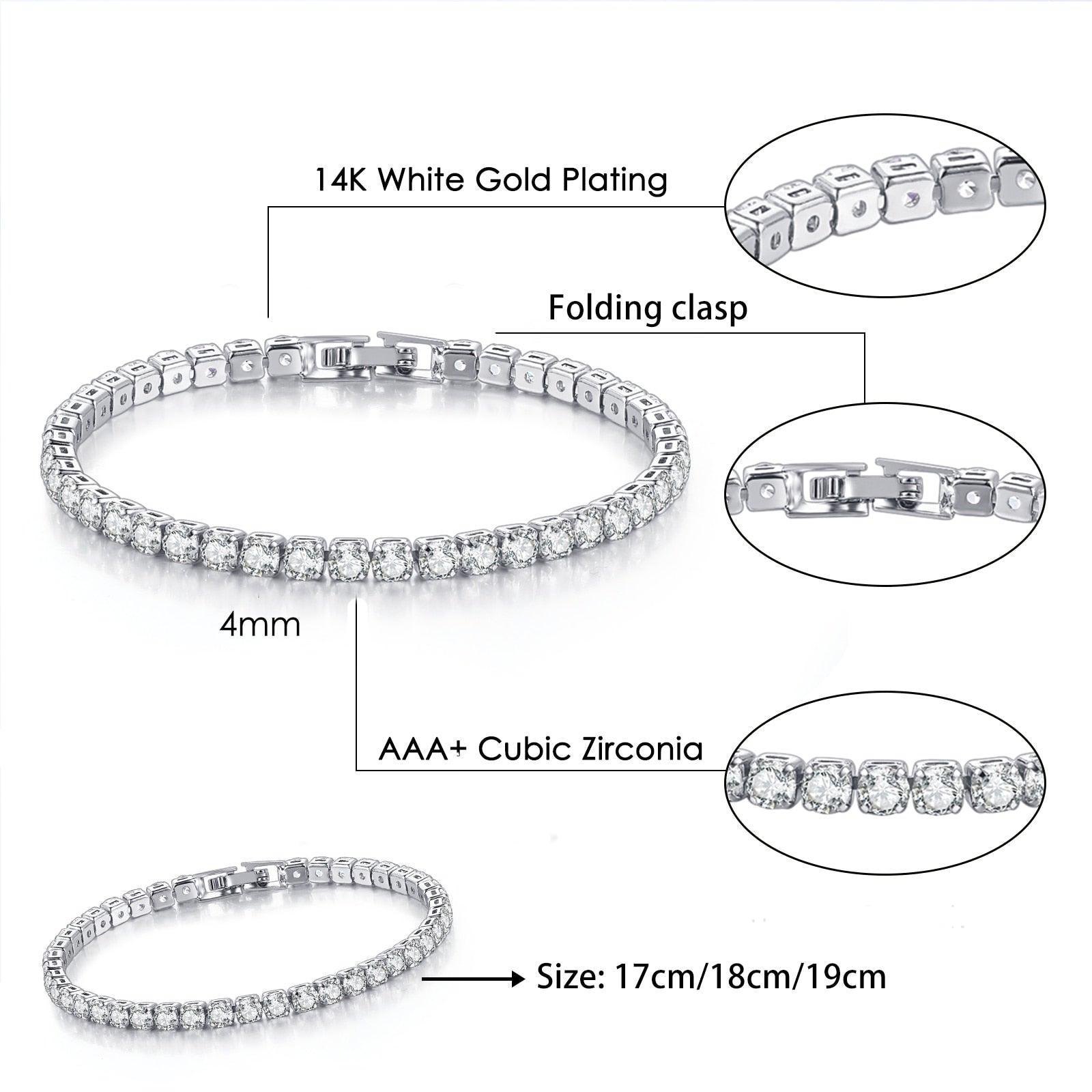 AMAZING Shiny AAA+ Cubic Zirconia Simulated Diamonds Chain Crystal Women's Dazzling Tennis Bracelets - The Jewellery Supermarket