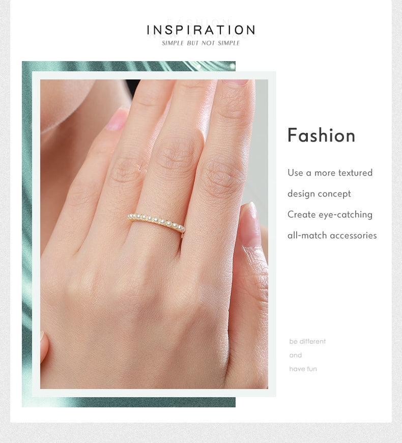Women 925 Silver Gold Plated Round Elegant Small Pearl Rings - The Jewellery Supermarket