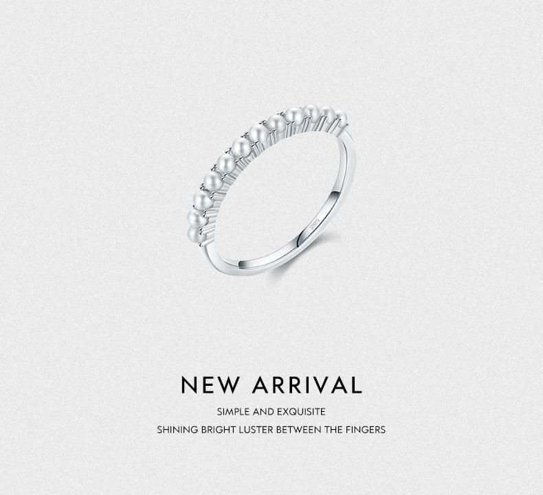 Women 925 Silver Gold Plated Round Elegant Small Pearl Rings - The Jewellery Supermarket