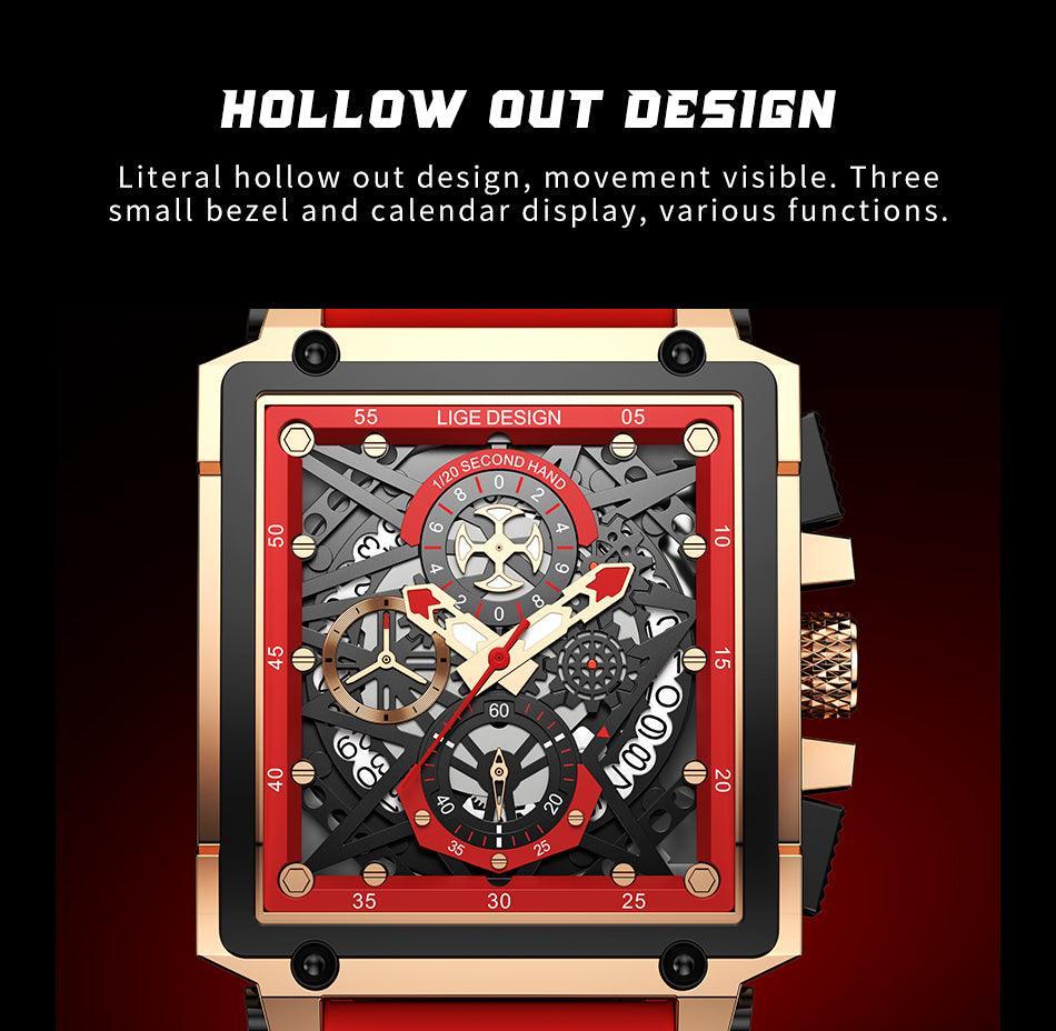 Top Brand Square Digital Sports Quartz Waterproof Stopwatch Luxury Mens Watches - The Jewellery Supermarket