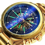 NEW - Luxury Men Gold Skeleton Luminous Military Automatic Mechanical Waterproof Watch - The Jewellery Supermarket