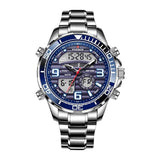 NEW MENS WATCHES - Dual Display Stainless Steel Sport Waterproof Sports Watch - The Jewellery Supermarket
