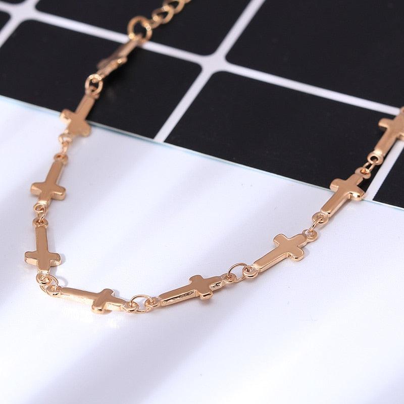 2 Color Simple Style Small Cross Bracelets Bangles for Women - Charming Christian Jewellery - The Jewellery Supermarket